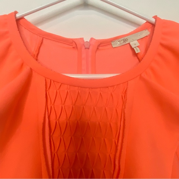 Maje Sleeveless Ruffle Trim Coral Mini Dress Size 2 - Picture 11 of 16